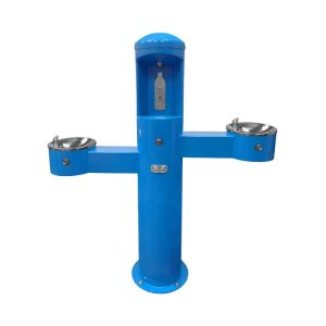 Double station outdoor drinking fountain with bottle filler WSF CWBF-3FA-HC-SAH
