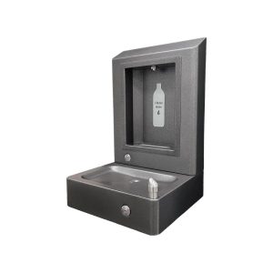 Outdoor drinking fountain with bottle filler WSF WOBFDF wall installation