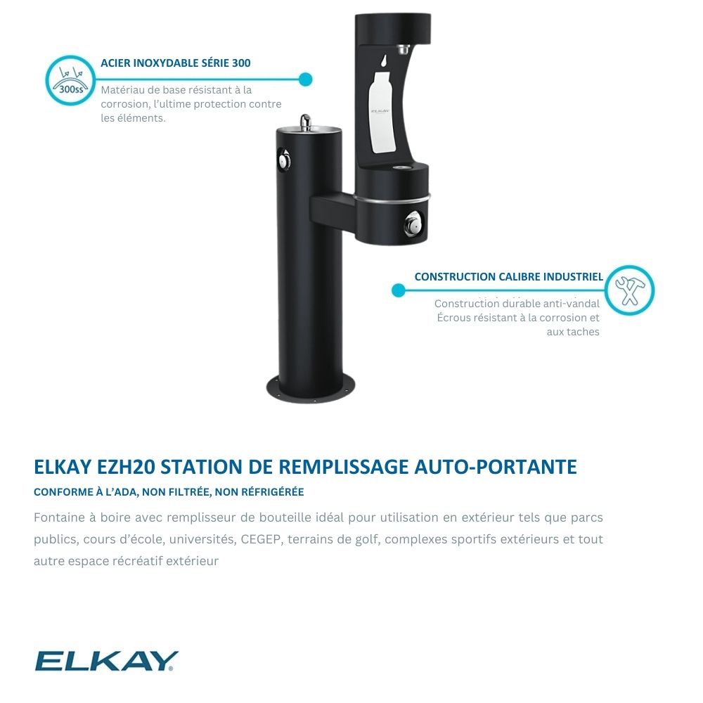 Outdoor drinking fountain with bottle filler ELKAY LK4420BF1L FR