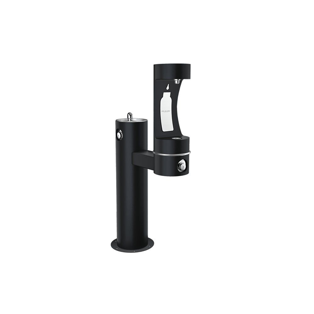 Outdoor drinking fountain with bottle filler ELKAY LK4420BF1L black