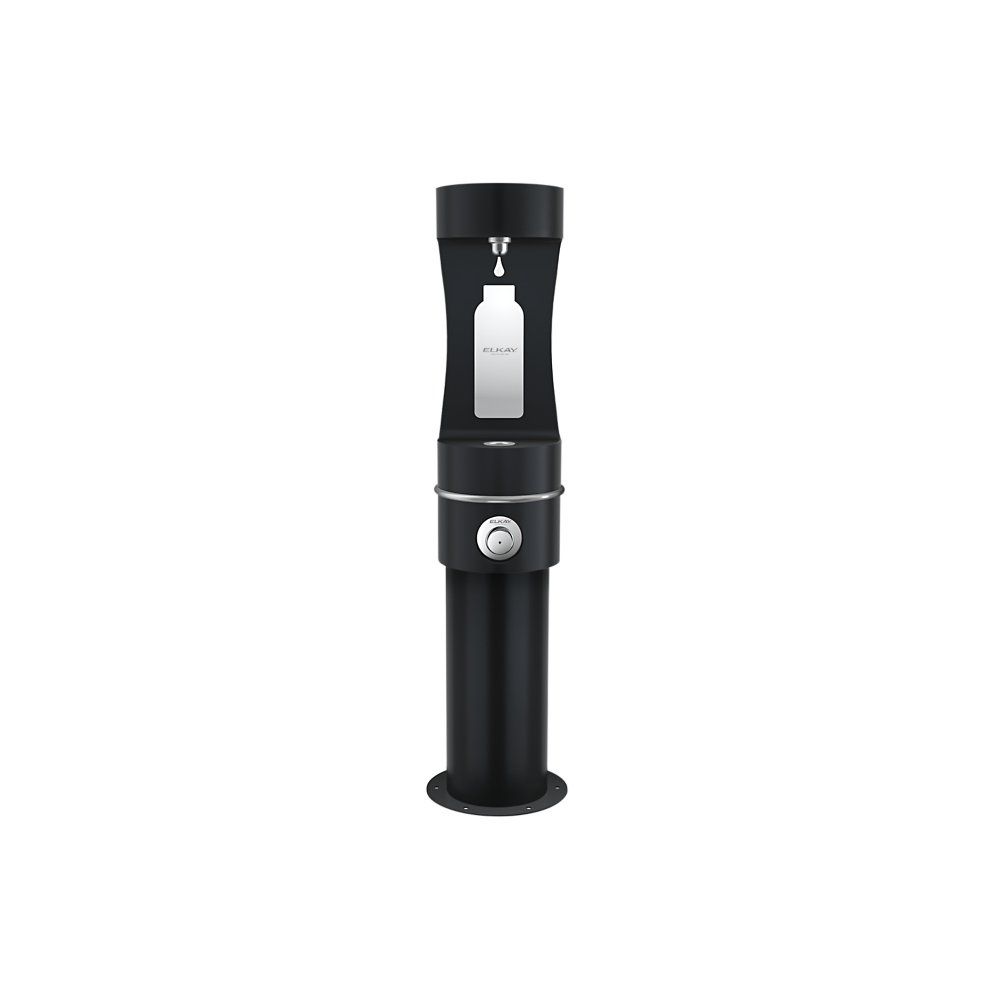 Outdoor drinking fountain with bottle filler ELKAY LK4420BF1L black
