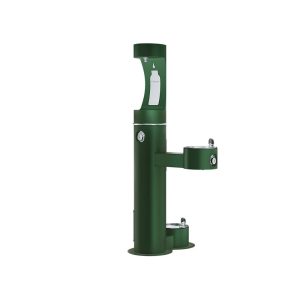 Freestanding outdoor drinking fountain with bottle filler and dog bowl ELKAY LK4420BF1UDBEVG