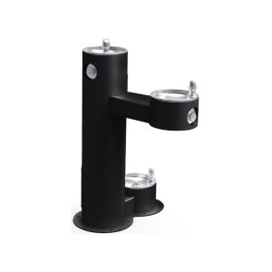 outdoor drinking fountain ELKAY LK4420DBBLK double drinking station with dog bowl
