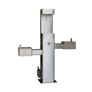 Outdoor drinking fountain with bottle filler, dog bowl and water filter GLOBAL WB761221F