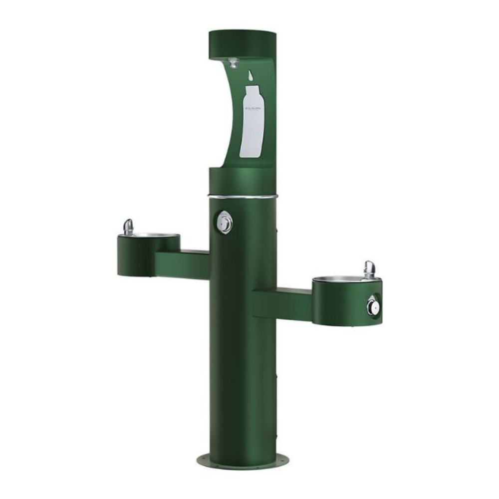 Outdoor drinking fountain with bottle filler ELKAY LK4430BF1UEVG double station