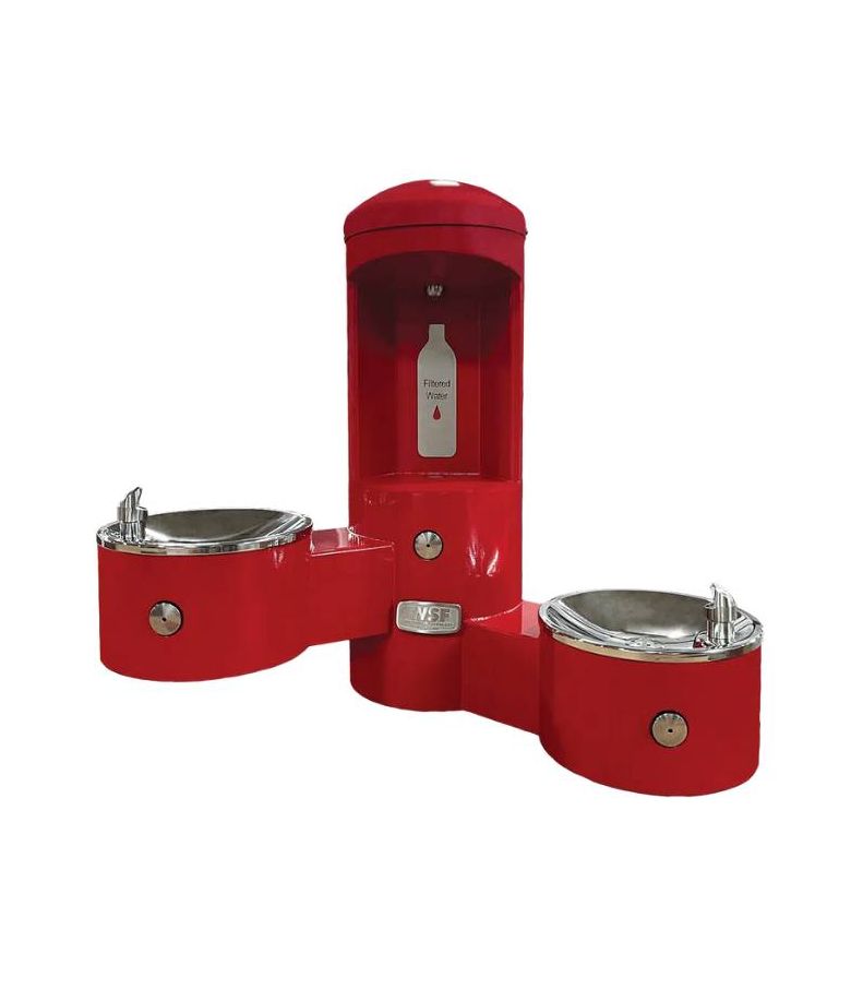 Outdoor wall mounted drinking fountain with bottle filler WSF CWB WBM