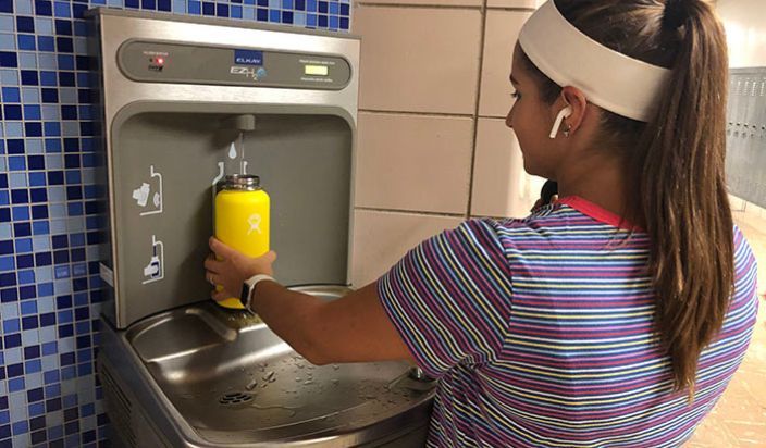 fitness center drinking water Elkay drinking fountain