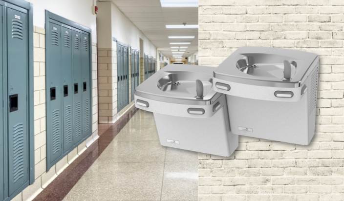 Indoor drinking fountain without bottle filler