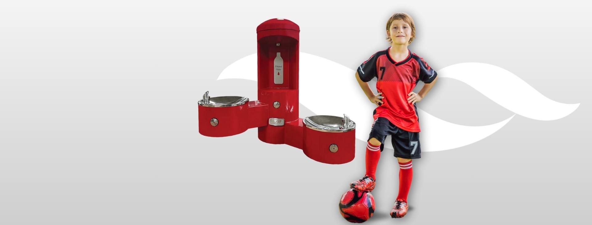 Outdoor water drinking fountains with bottle filler for parks and arenas