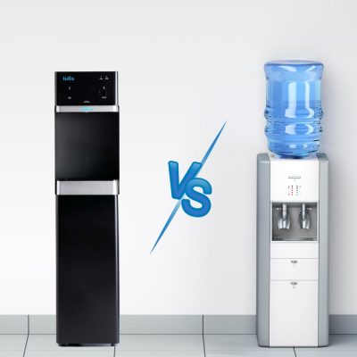 Jug water cooler vs mains-fed water cooler LULIA. Save money with LULIA