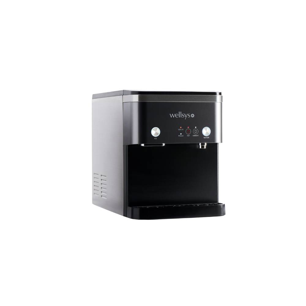 Commercial nugget ice machine Lulia i15 with hot and ambient water dispenser - RO filtration and touchless activation
