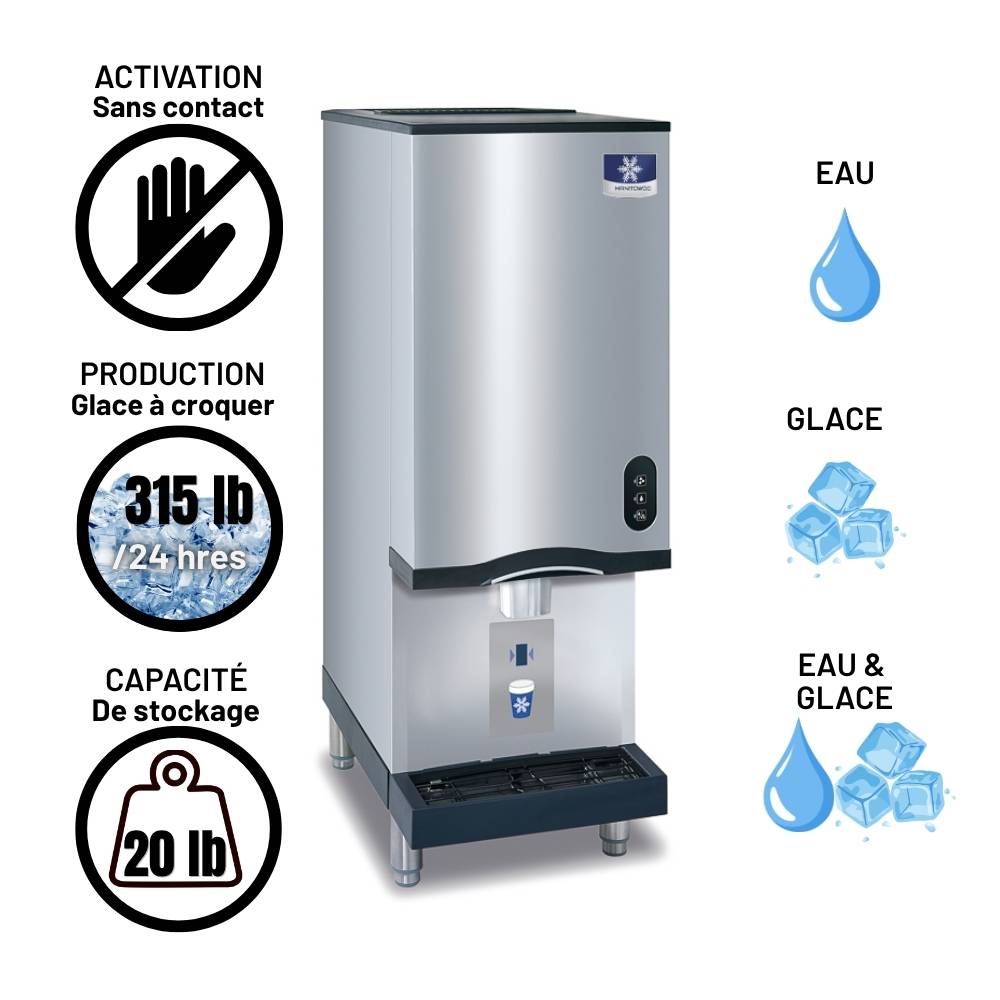 Nugget ice machine Manitowoc CNP0201A-161L handfree activation-20lb storage