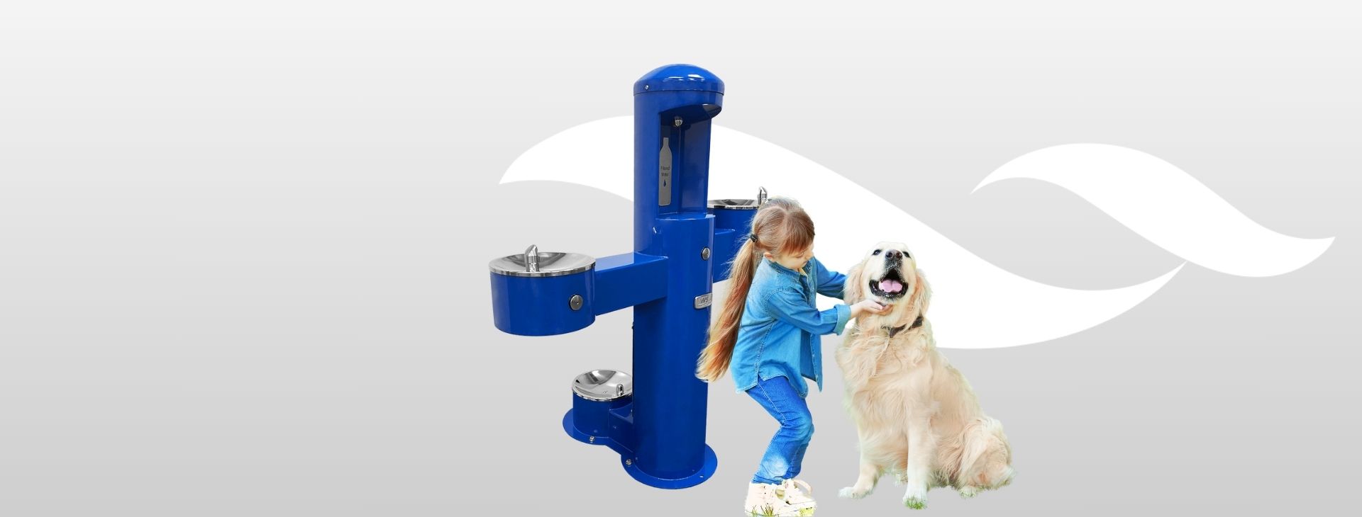Outdoor drinking fountains with bottle filler for public parks, camping sites, schools and other outdoor areas
